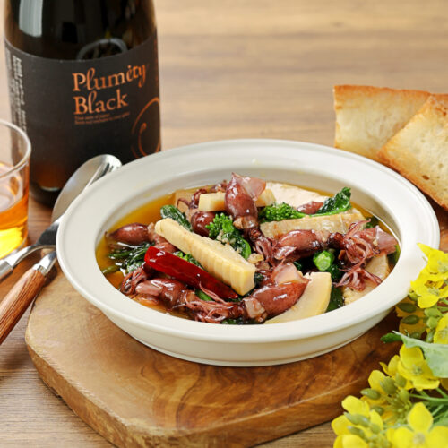 【Plumity Black】ホタルイカと筍のアヒージョ